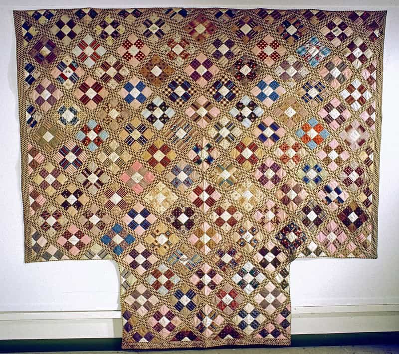 Vintage nine patch quilt with sashing