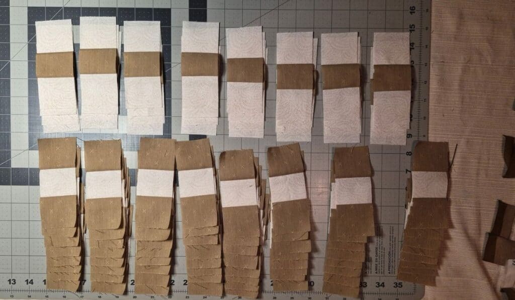 Strip sets subcut for Irish Chain block