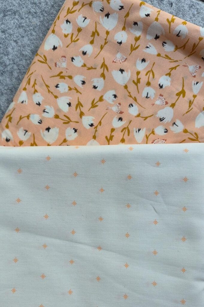 Benedict quilt peach fabric and off white fabric
