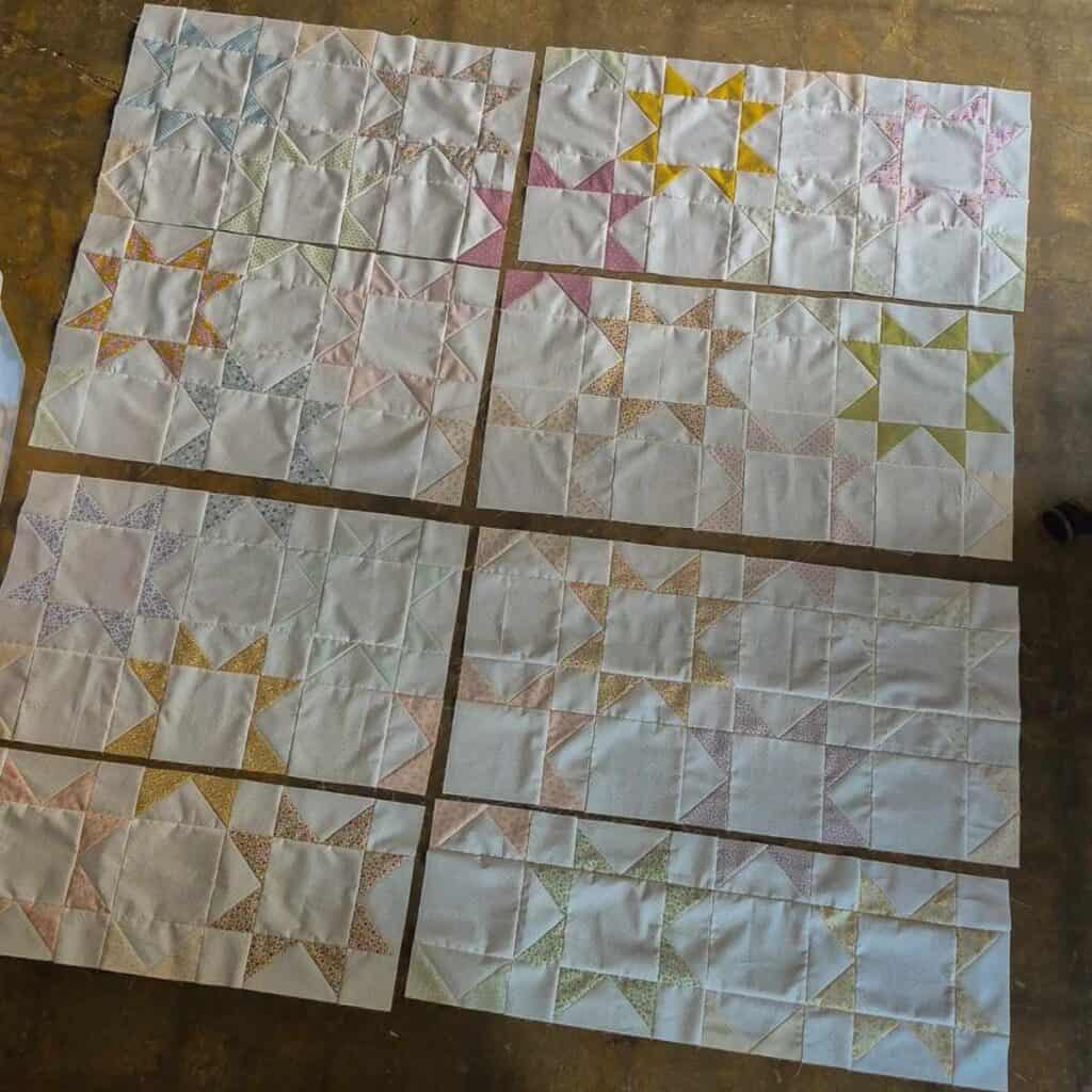 Benedict quilt large throw size in sections ready to be sewn