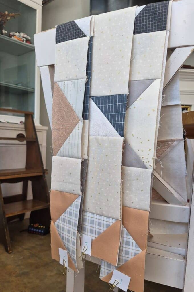 Benedict quilt scrappy flying geese rows 